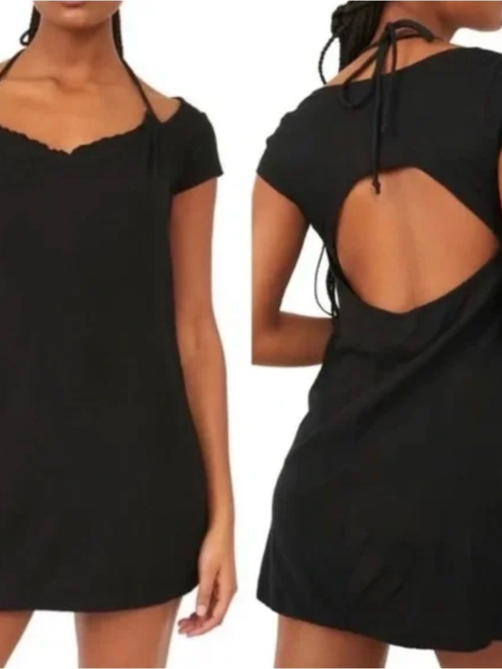 Women's Black Backless Mini Dress - Open Back Casual Style